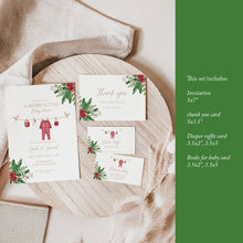 Load image into Gallery viewer, 2029 Winter Baby Shower Invitation Set: Festive Holiday Theme (Digital Download)