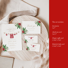 Load image into Gallery viewer, 2029 Winter Baby Shower Invitation Set: Festive Floral Template (Digital Download)