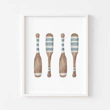 Load image into Gallery viewer, Coastal watercolor blue peddle art print 07-119