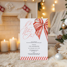 Load image into Gallery viewer, 2033 Oh What Fun Red Bow Winter Christmas Party Invite, Editable Template Digital Download