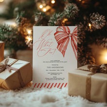 Load image into Gallery viewer, 2033 Oh What Fun Red Bow Winter Christmas Party Invite, Editable Template Digital Download