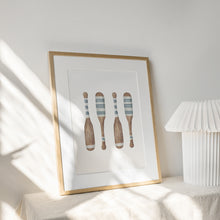 Load image into Gallery viewer, Coastal watercolor blue peddle art print 07-119