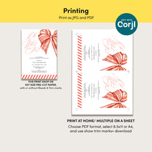 Load image into Gallery viewer, 2033 Oh What Fun Red Bow Winter Christmas Party Invite, Editable Template Digital Download