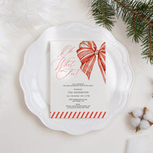 Load image into Gallery viewer, 2033 Oh What Fun Red Bow Winter Christmas Party Invite, Editable Template Digital Download