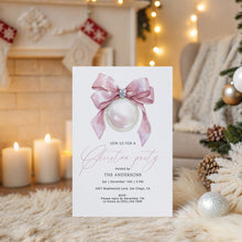 Load image into Gallery viewer, 2033 Pink Ornament Christmas Party Invite, Minimal Winter Holiday Digital Download, Editable Template