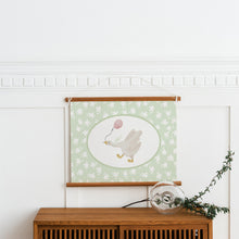 Load image into Gallery viewer, Watercolor whimsical green silly goose art print 07-276