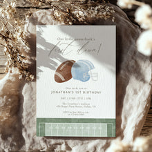 Load image into Gallery viewer, 0325 Blue First Down Football Birthday Invitation Template, Editable Digital Download