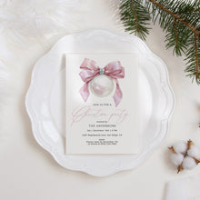 Load image into Gallery viewer, 2033 Pink Ornament Christmas Party Invite, Minimal Winter Holiday Digital Download, Editable Template