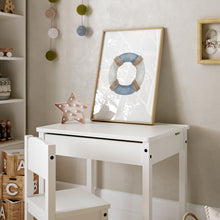 Load image into Gallery viewer, Coastal watercolor blue life preserver art print 07-119