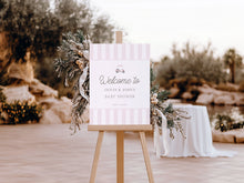 Load image into Gallery viewer, Editable Pink color baby shower welcome sign template 0208