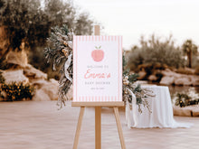 Load image into Gallery viewer, Editable peach baby shower welcome sign template 0210