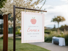 Load image into Gallery viewer, Editable peach baby shower welcome sign template 0210