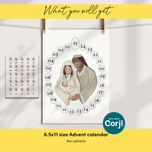 Load image into Gallery viewer, Editable Advent Nativity Christmas bible Cards, Advent Calendar, Christmas Kids Activity Advent Cutouts, Christian scripture flash card