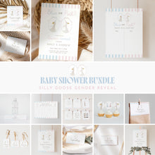 Load image into Gallery viewer, Silly Goose Gender Reveal Bundle Template, Pink Blue Baby Shower Party Decorations, Editable Invite 2011