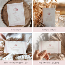 Load image into Gallery viewer, 2019 pink pumpkin baby shower party invitation mini set