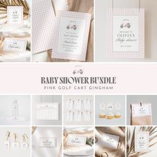 Load image into Gallery viewer, Blue Golf cart baby shower party invitation bundle 2041