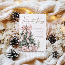 Load image into Gallery viewer, 2033 Pink Christmas Tree Favorite things Gift Exchange Party Invite, Digital download, Editable Template