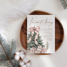 Load image into Gallery viewer, 2033 Pink Christmas Tree Favorite things Gift Exchange Party Invite, Digital download, Editable Template