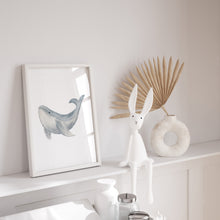 Load image into Gallery viewer, Coastal watercolor blue whale art print 07-119