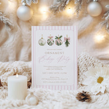 Load image into Gallery viewer, 2033 Pink Ornament Exchange Christmas Party Invite, Girls Night Pajama Party, Digital Download