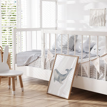 Load image into Gallery viewer, Coastal watercolor blue whale art print 07-119