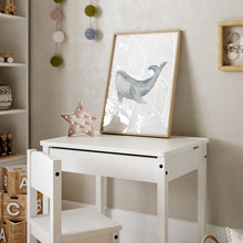 Load image into Gallery viewer, Coastal watercolor blue whale art print 07-119