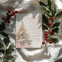 Load image into Gallery viewer, 2033 Pink Coquette Christmas Favorite things Gift Exchange Party Invite, Digital download, Editable Template