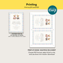 Load image into Gallery viewer, 0327 Beary First Teddy Bear Birthday Invite | Blue pink siblings Editable Template | Digital Download