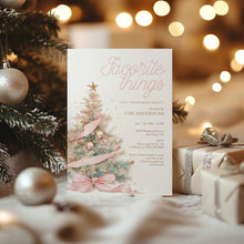 Load image into Gallery viewer, 2033 Pink Coquette Christmas Favorite things Gift Exchange Party Invite, Digital download, Editable Template