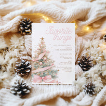 Load image into Gallery viewer, 2033 Pink Coquette Christmas Favorite things Gift Exchange Party Invite, Digital download, Editable Template