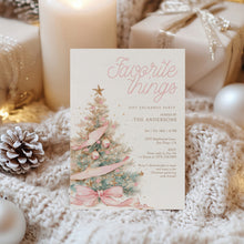 Load image into Gallery viewer, 2033 Pink Coquette Christmas Favorite things Gift Exchange Party Invite, Digital download, Editable Template
