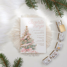 Load image into Gallery viewer, 2033 Pink Coquette Christmas Favorite things Gift Exchange Party Invite, Digital download, Editable Template