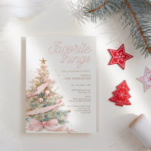 Load image into Gallery viewer, 2033 Pink Coquette Christmas Favorite things Gift Exchange Party Invite, Digital download, Editable Template