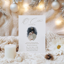 Load image into Gallery viewer, 2033 Christian Nativity Scene Christmas Invite Template, O Come Let Us Adore Him, Editable Digital Download