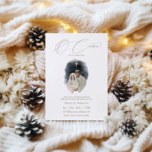 Load image into Gallery viewer, 2033 Christian Nativity Scene Christmas Invite Template, O Come Let Us Adore Him, Editable Digital Download