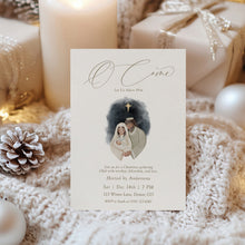 Load image into Gallery viewer, 2033 Christian Nativity Scene Christmas Invite Template, O Come Let Us Adore Him, Editable Digital Download