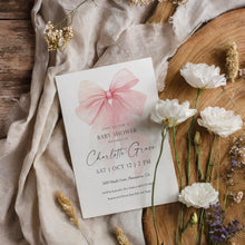Load image into Gallery viewer, 2021 pink bow baby shower invite