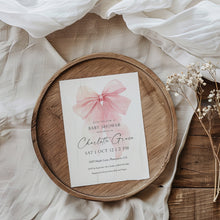 Load image into Gallery viewer, 2021 pink bow baby shower invite