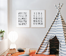 Load image into Gallery viewer, Watercolor black alphabet set of art prints 07-4001