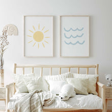 Load image into Gallery viewer, Watercolor set of 2 sea and sun art prints 07-13101