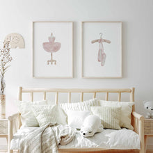 Load image into Gallery viewer, Watercolor pink ballerina set of 2 art prints 07-140