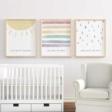 Load image into Gallery viewer, Watercolor you are my sunshine set of 3 art print 07-138
