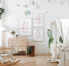 Load image into Gallery viewer, Watercolor pink sisters best friend set of 3 art prints 07-78