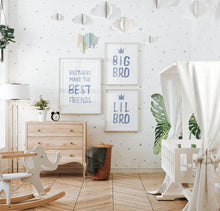 Load image into Gallery viewer, Watercolor blue brothers best friend set of 3 art prints 07-78