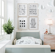 Load image into Gallery viewer, set of 4 black alphabet watercolor art prints 07-4001