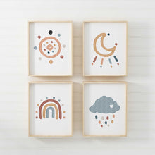 Load image into Gallery viewer, Watercolor boho nursery set of 4 art prints 07-170