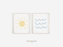 Load image into Gallery viewer, Watercolor set of 2 sea and sun art prints 07-13101