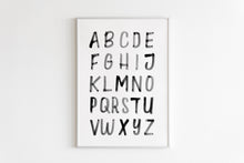 Load image into Gallery viewer, set of 3 black rainbow with alphabet watercolor art prints 07-4001