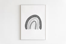 Load image into Gallery viewer, set of 3 black rainbow with alphabet watercolor art prints 07-4001