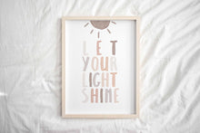 Load image into Gallery viewer, set of 6 neutral let your shine Christian kids bible verse art print 07-123